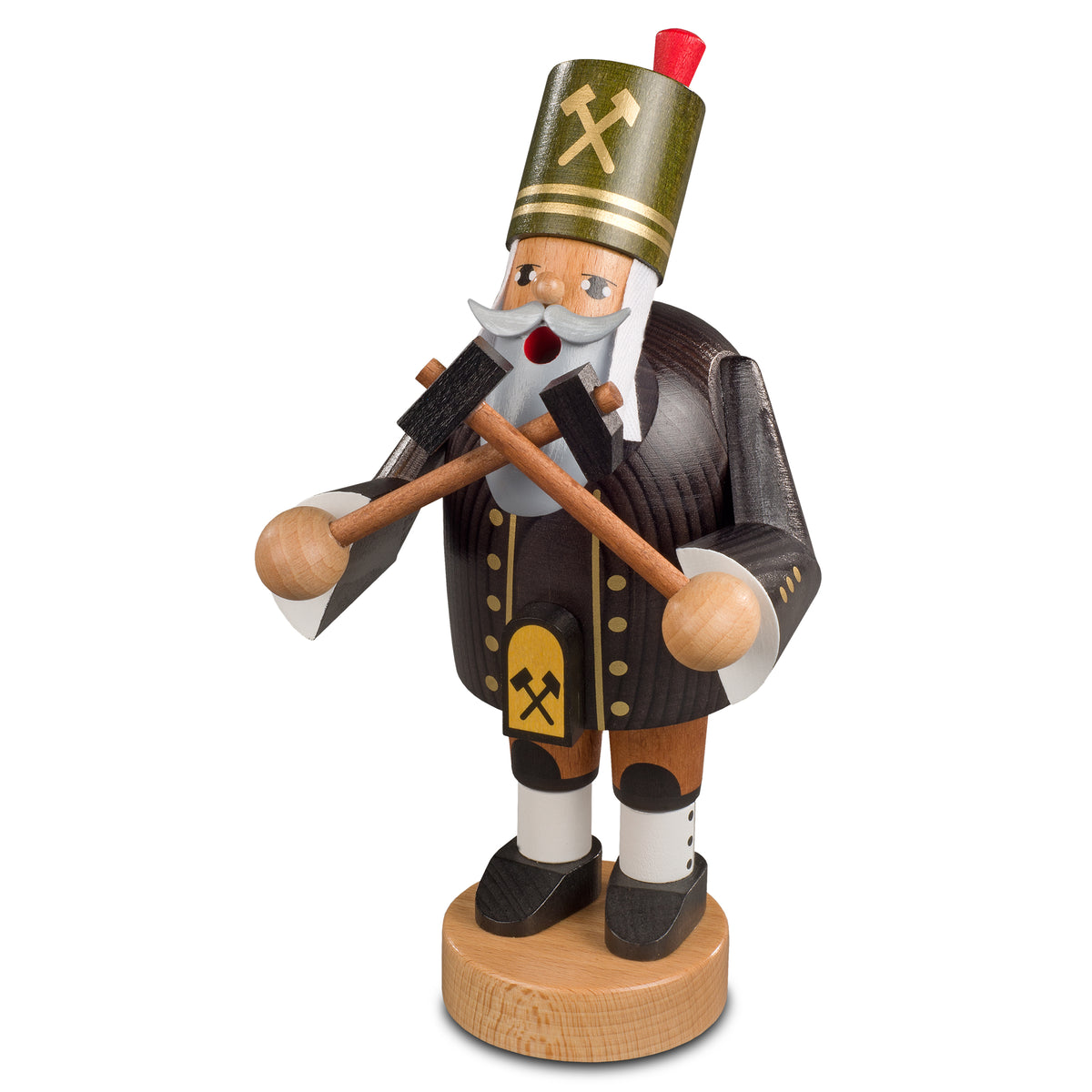 Räuchermann Bergmann mit Hammer und Schlägel, 20 cm von KWO, Serie Die Bärtigen, Art. 21184, Ansicht 2