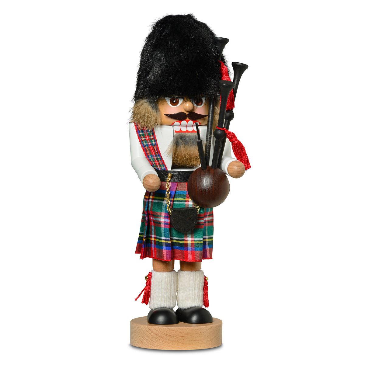 KWO Nussknacker Schotte mit Dudelsack und Kilt 30cm - Original Erzgebirge Handarbeit