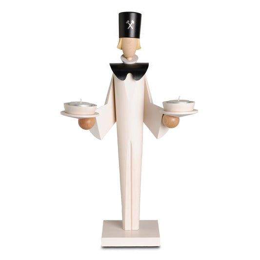 KWO Bergmann weiß aus der Serie Tradition und Moderne Art. 20541 Holzfigur 41 cm für Teelichter