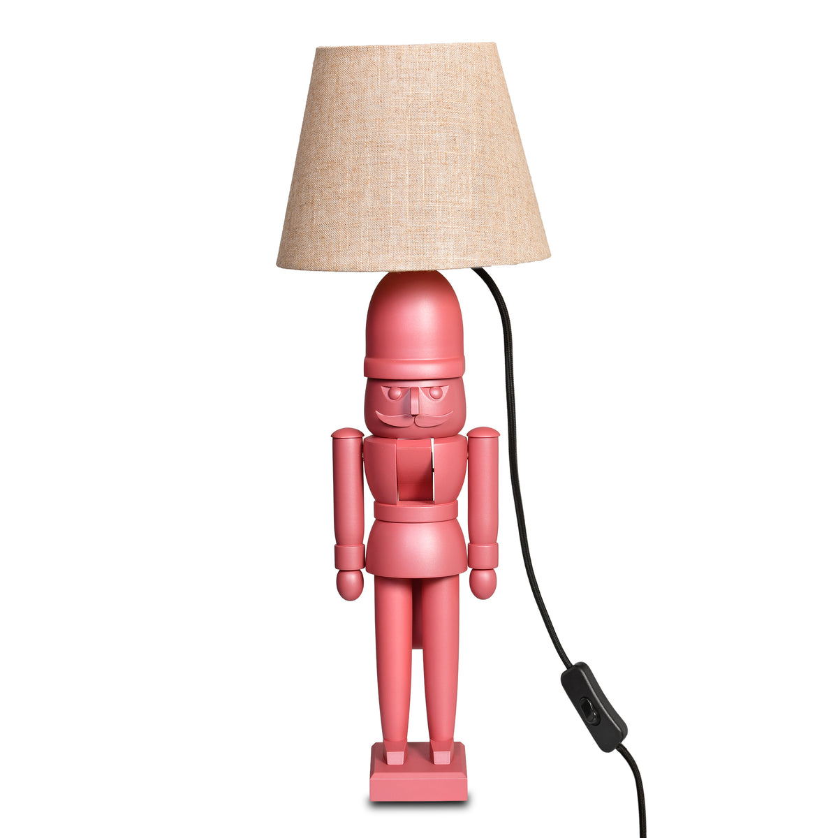 Nussknacker Tischlampe "Pink mit Naturleinen-Schirm", 55 cm von KWO, Art. 20772, Ansicht 2