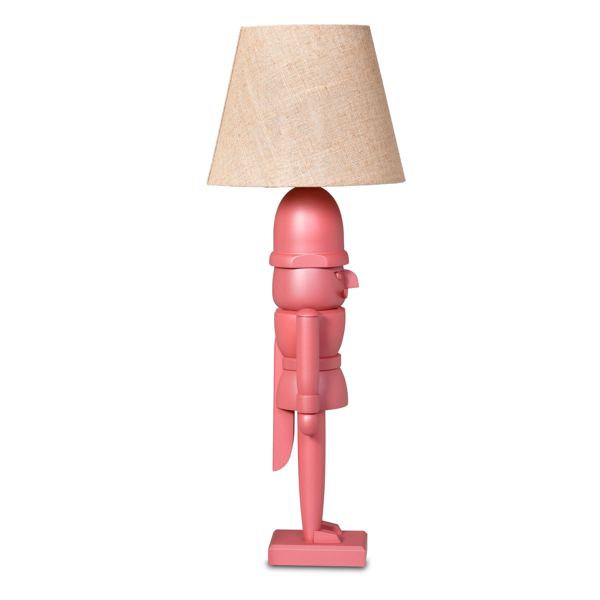 Nussknacker Tischlampe "Pink mit Naturleinen-Schirm", 55 cm von KWO, Art. 20772, Ansicht 4