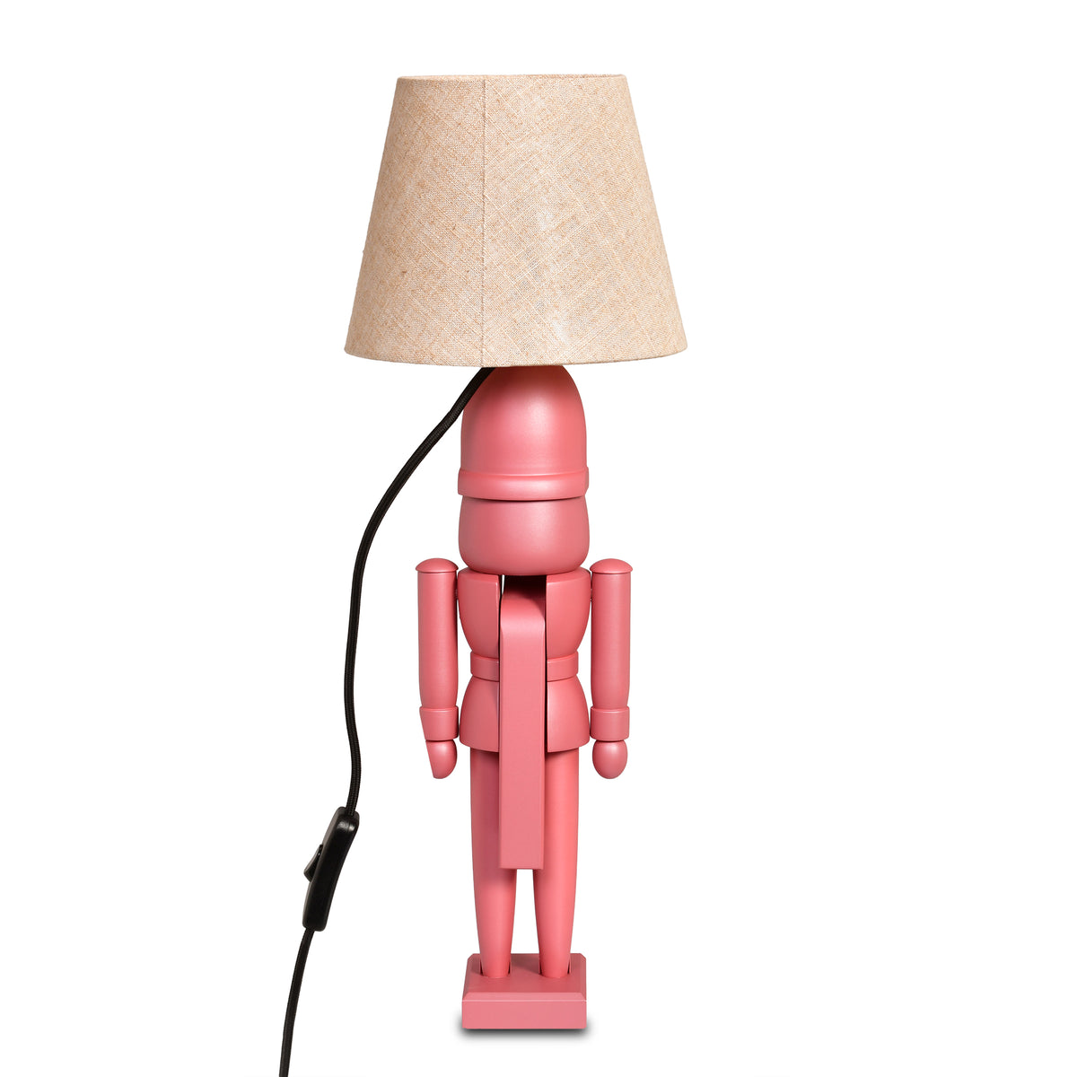 Nussknacker Tischlampe "Pink mit Naturleinen-Schirm", 55 cm von KWO, Art. 20772, Ansicht 3