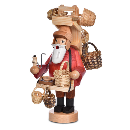 KWO Räuchermann Korbhändler 21069 aus der Serie Die Bärtigen aus Holz gefertigt im Erzgebirge.