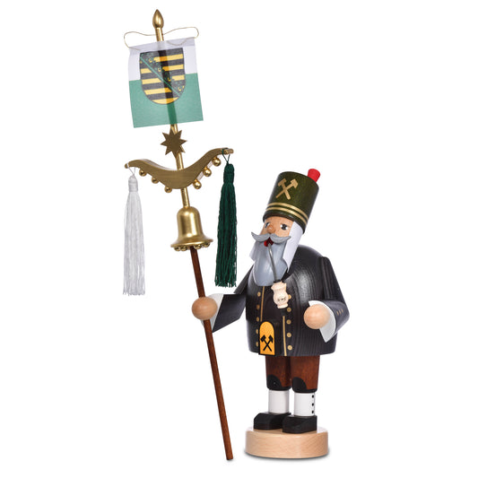 KWO Räuchermann Bergmann mit Schellenbaum Art. 21131 aus der Serie Die Bärtigen – Handarbeit aus dem Erzgebirge.