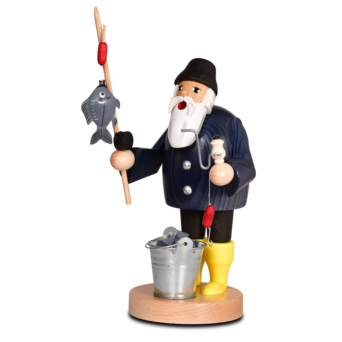 Räuchermann Angler, 19 cm von KWO, Serie Die Bärtigen, Art. 21138, Ansicht 2