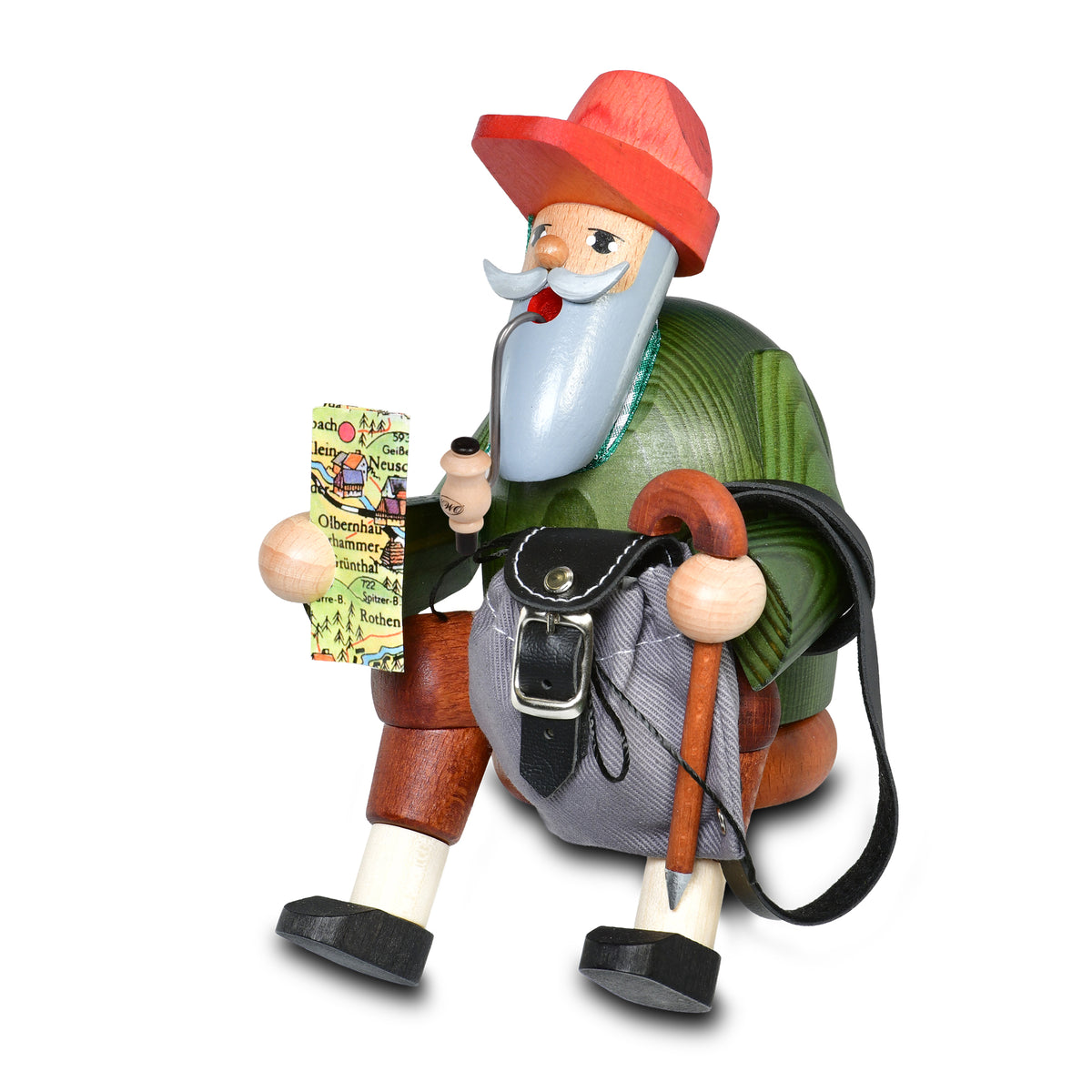 Räuchermann Kantenhocker - Olbernhauer Wandersmann, 15 cm von KWO, Serie Die Bärtigen, Art. 21174, Ansicht 3