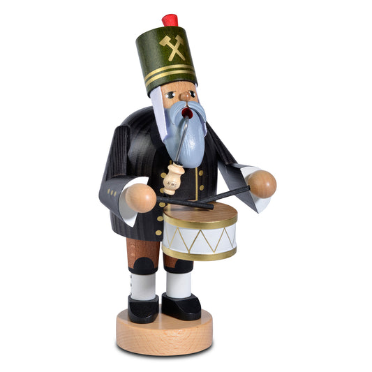 KWO Räuchermann Bergmann mit kleiner Trommel, Art. 21181, Serie Die Bärtigen – Original erzgebirgische Volkskunst.