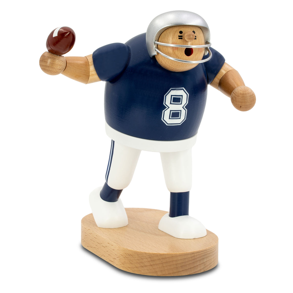Räuchermann Footballspieler blau, 20 cm von KWO, Serie Die Dicken, Art. 21418, Ansicht 2