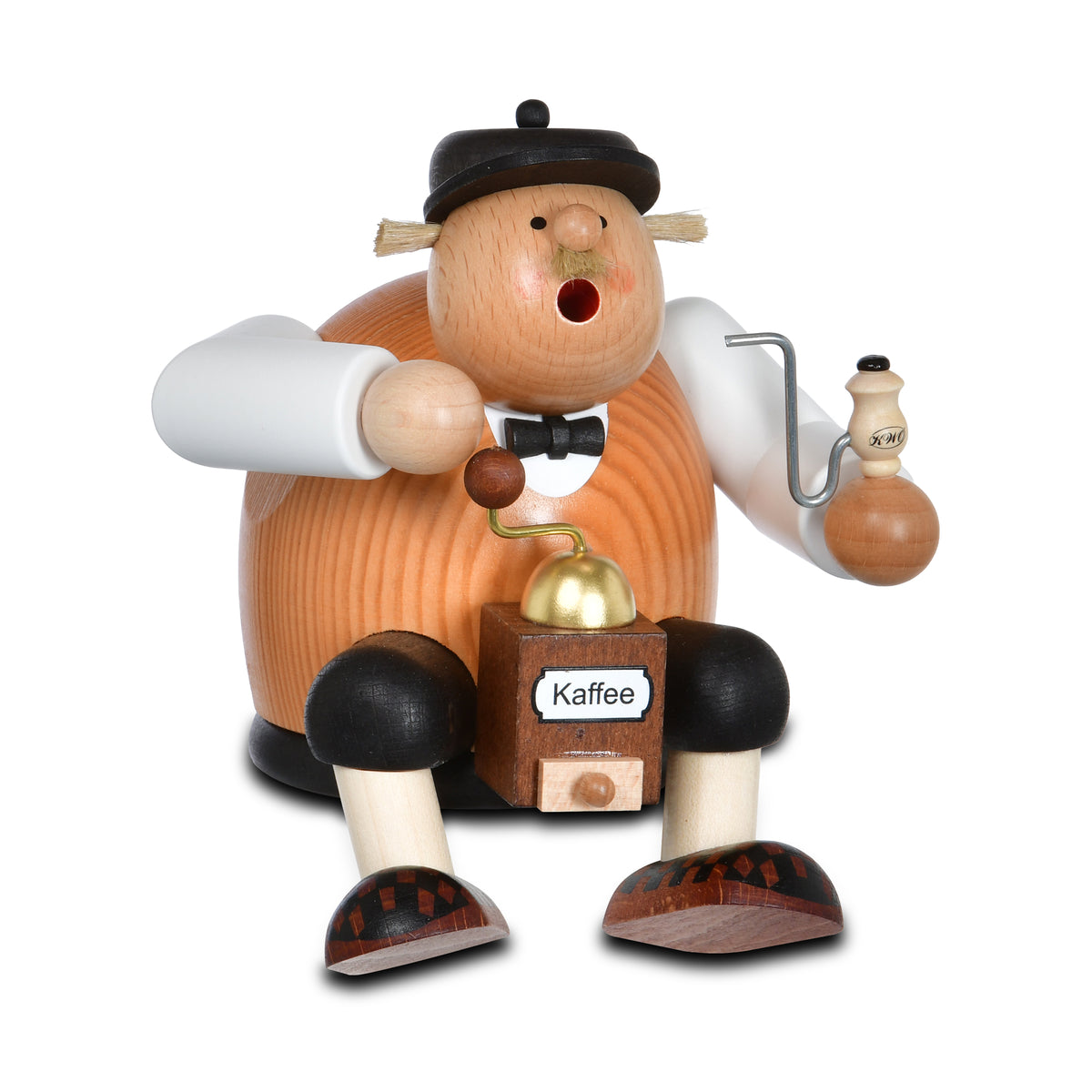 Räuchermann Kantenhocker - Kaffeesachse passend für Eisenbahnwagen, 15 cm von KWO, Serie Die Dicken, Art. 21591, Ansicht 2