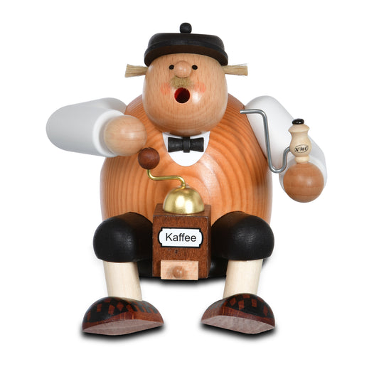 Räuchermann Kantenhocker - Kaffeesachse passend für Eisenbahnwagen, 15 cm von KWO, Serie Die Dicken, Art. 21591