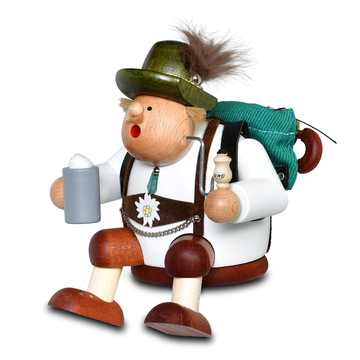 Räuchermann Kantenhocker - Wandersmann, 15 cm von KWO, Serie Die Dicken, Art. 21600, Ansicht 2