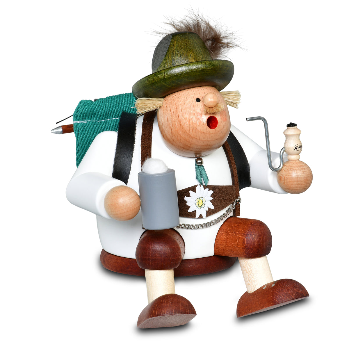 Räuchermann Kantenhocker - Wandersmann, 15 cm von KWO, Serie Die Dicken, Art. 21600, Ansicht 3
