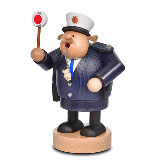 KWO Räuchermann Polizist aus der Serie Die Dicken mit Anhaltekelle und Uniform 21607