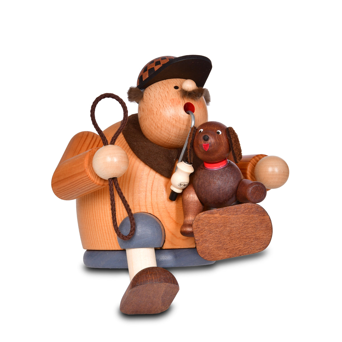 KWO Räuchermann Kantenhocker Hundefreund Art 21645 Die Dicken Holzkunst Erzgebirge