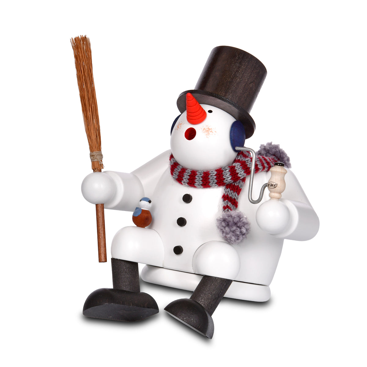 KWO Räuchermann Kantenhocker Schneemann aus der Serie Die Dicken Art. 21676 aus dem Erzgebirge