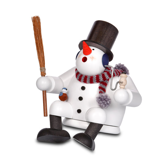 KWO Räuchermann Kantenhocker Schneemann aus der Serie Die Dicken Art. 21676 aus dem Erzgebirge