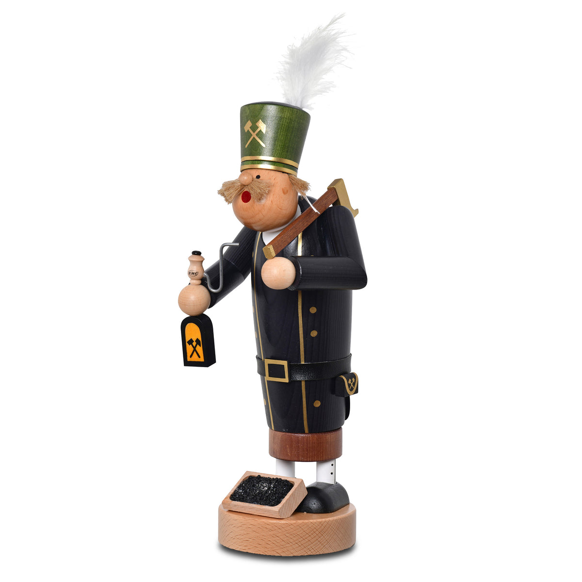 KWO Räuchermann Bergmann aus der Serie Die Dünnen (Art. 21746) mit Axt und Grubenlampe – 30 cm Erzgebirge Holzkunst