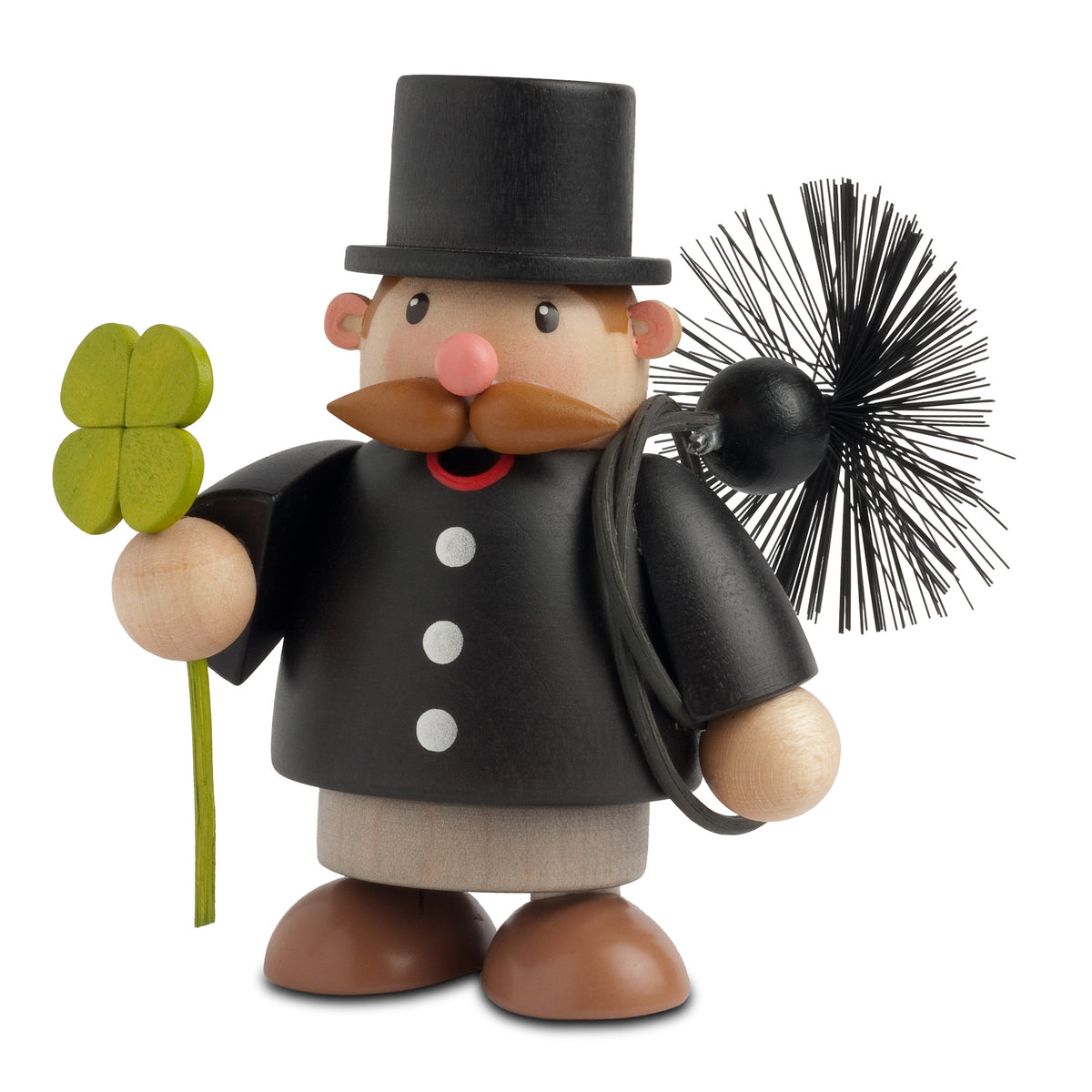 KWO Räuchermann Schornsteinfeger mini Art. 25009 Kleine Kerle mit Kleeblatt Holzkunst Erzgebirge