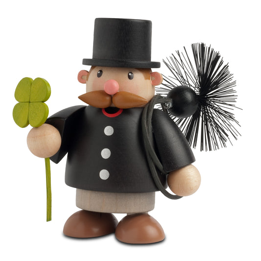 KWO Räuchermann Schornsteinfeger mini Art. 25009 Kleine Kerle mit Kleeblatt Holzkunst Erzgebirge