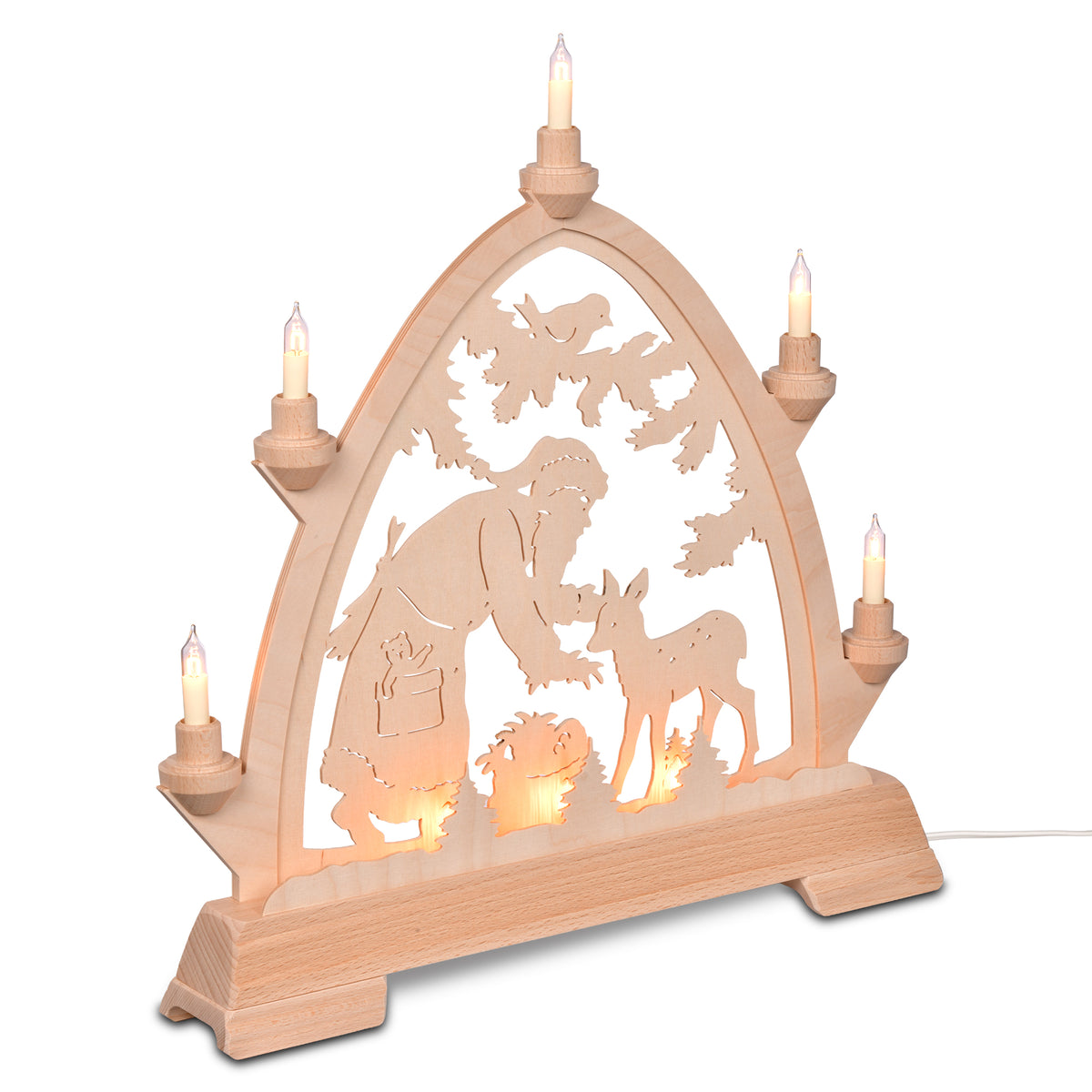 Schwibbogen - Gotischer Bogen "Weihnachtsmann mit Reh" von KWO, Art. 62033
