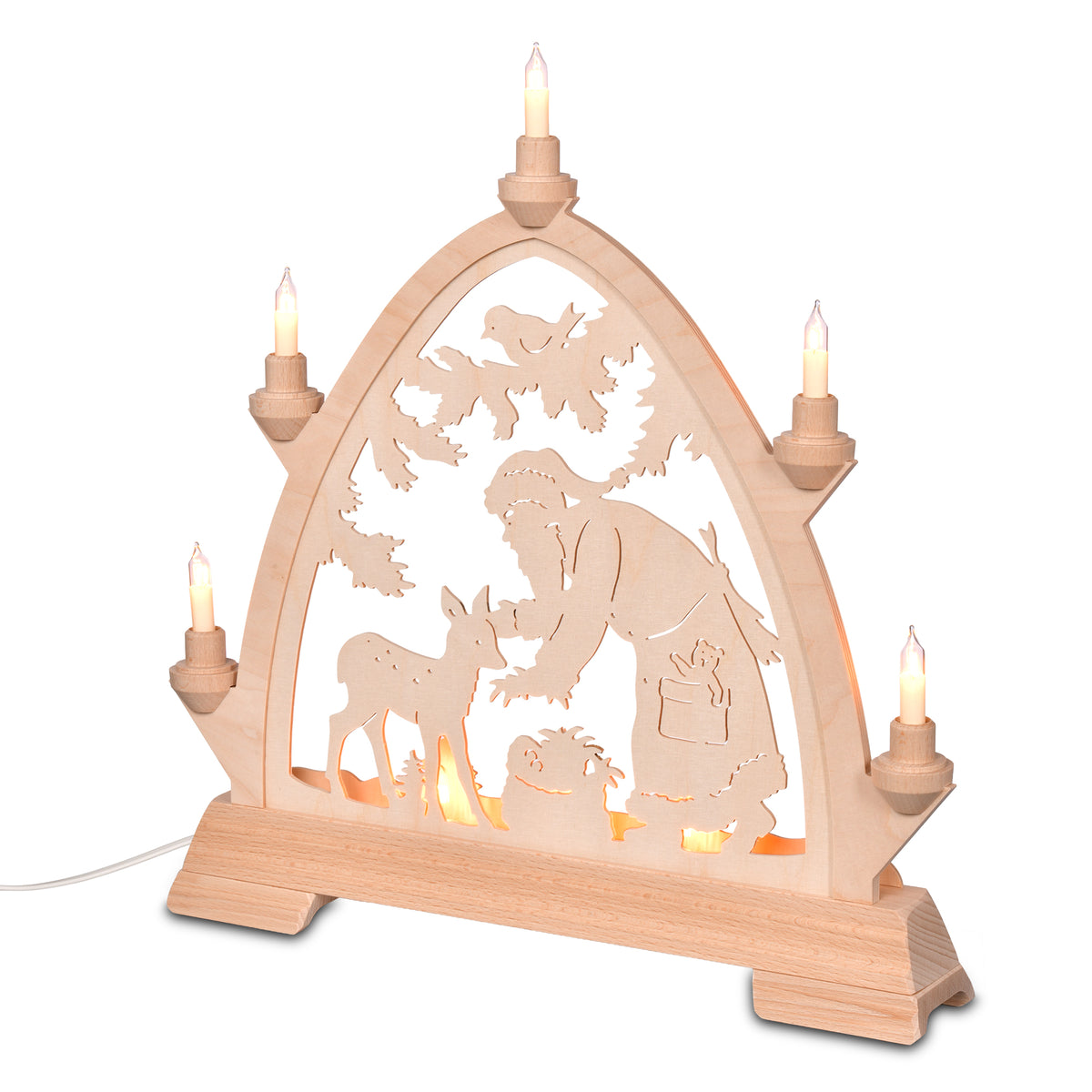 Schwibbogen - Gotischer Bogen "Weihnachtsmann mit Reh" von KWO, Art. 62033, Ansicht 2