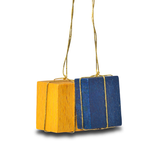 Baumbehang "Pakete", gelb/blau, 3 cm von KWO, Art. 81825