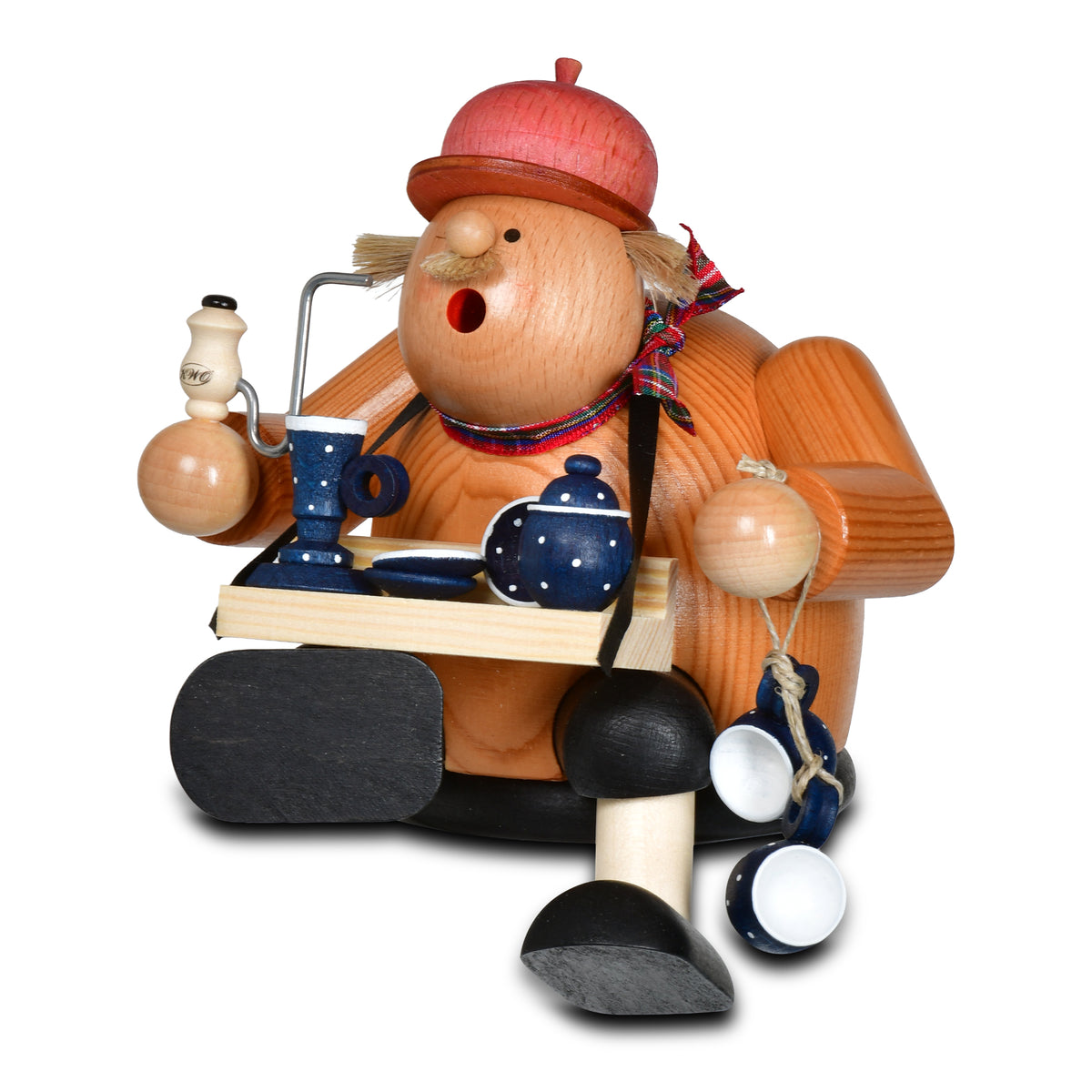 Räuchermann Kantenhocker - Geschirrhändler passend für Eisenbahnwagen, 15 cm von KWO, Serie Die Dicken, Art. 21466, Ansicht 2