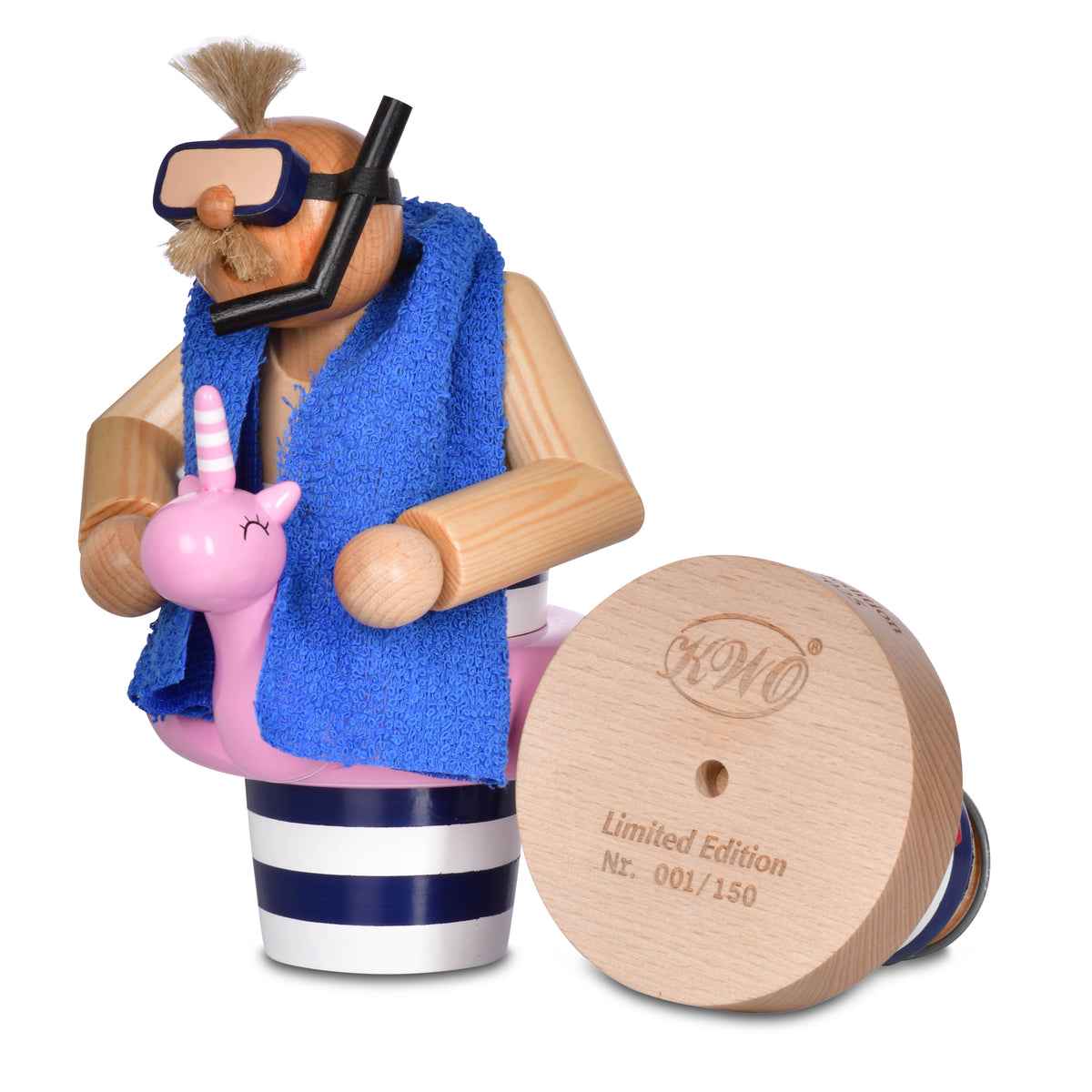 Räuchermann Schwimmer mit Einhorn, 25 cm, limitiert auf 150 Stück von KWO, Serie Sondereditionen, Art. 21748, Ansicht 2